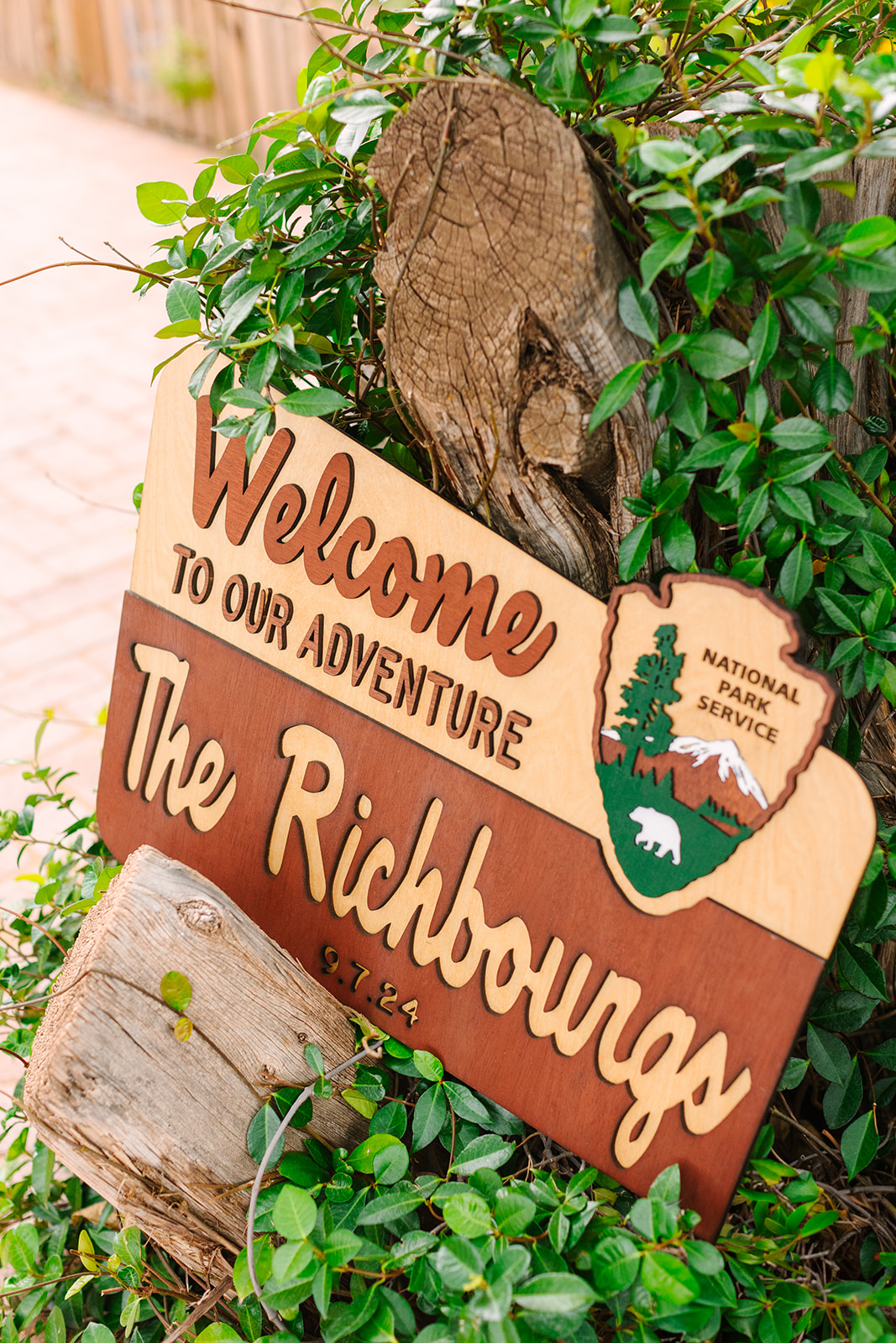 national parks wedding welcome sign