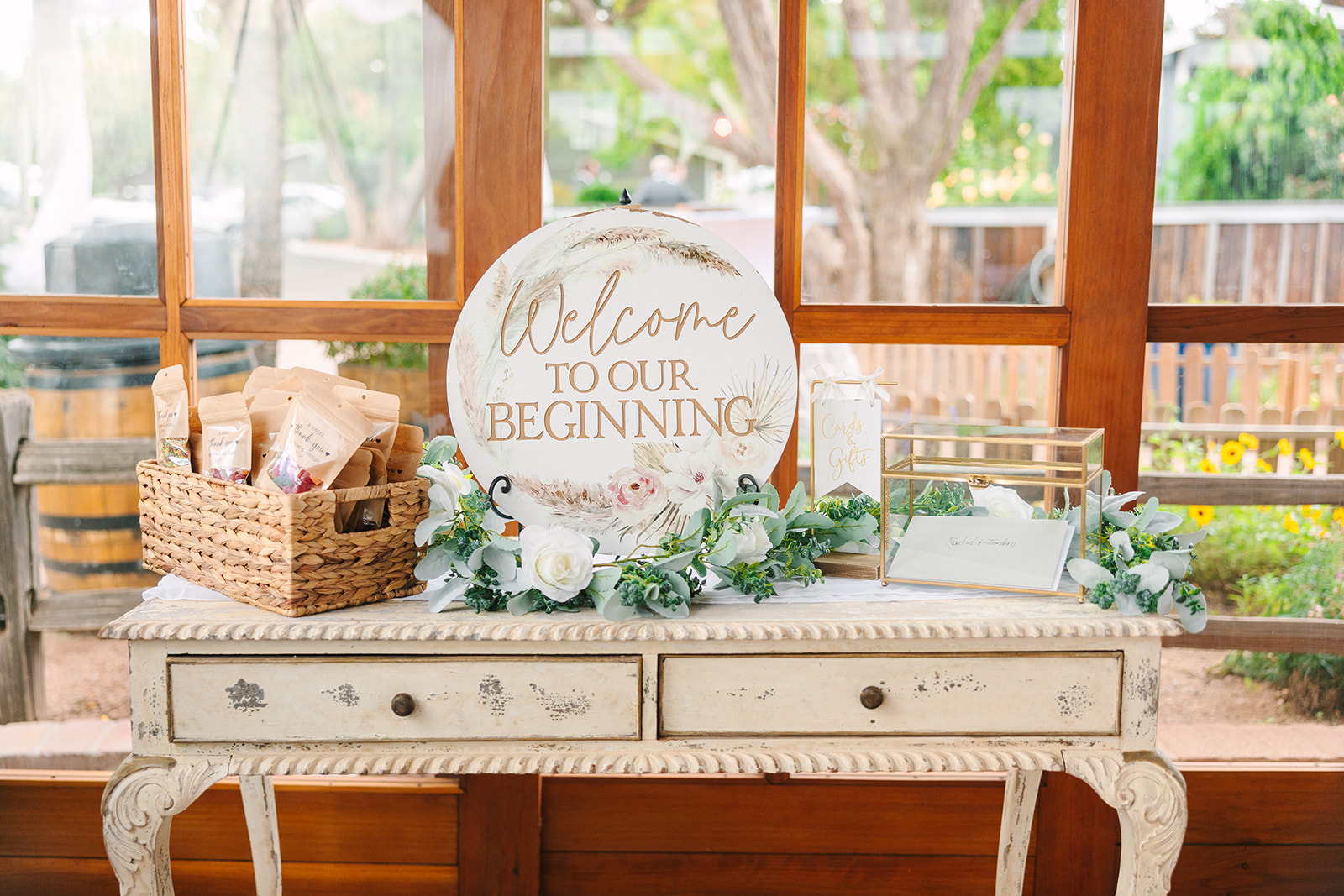 welcome table for sky ranch lodge wedding